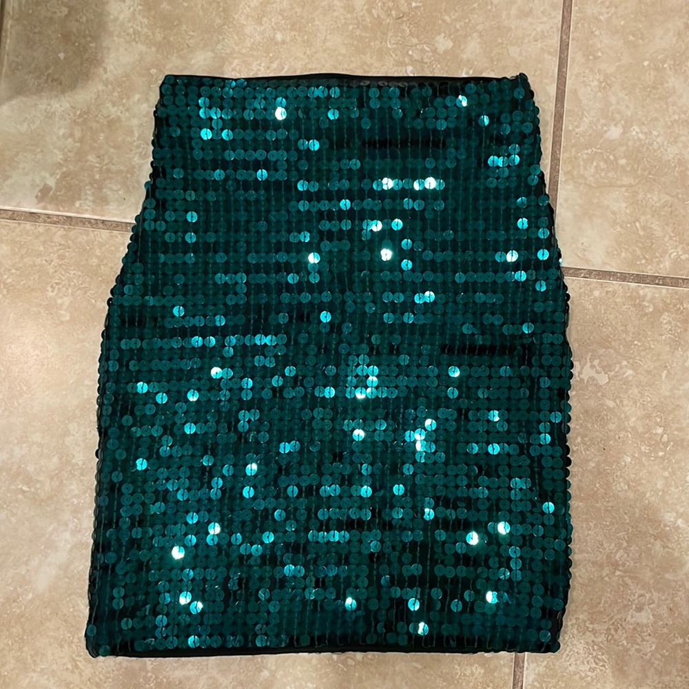 H&M Teal Sequin Mini Skirt